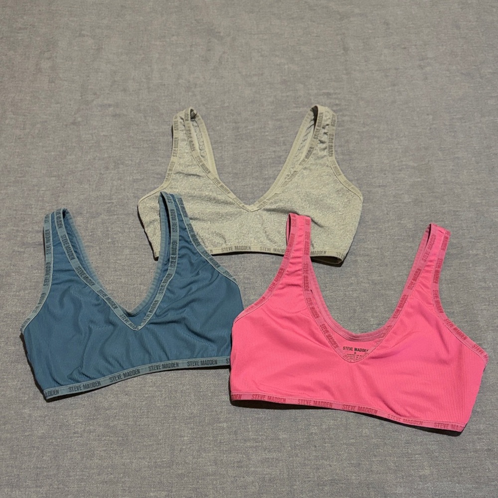 Steve Madden Ribbed V-Neck Bralettes